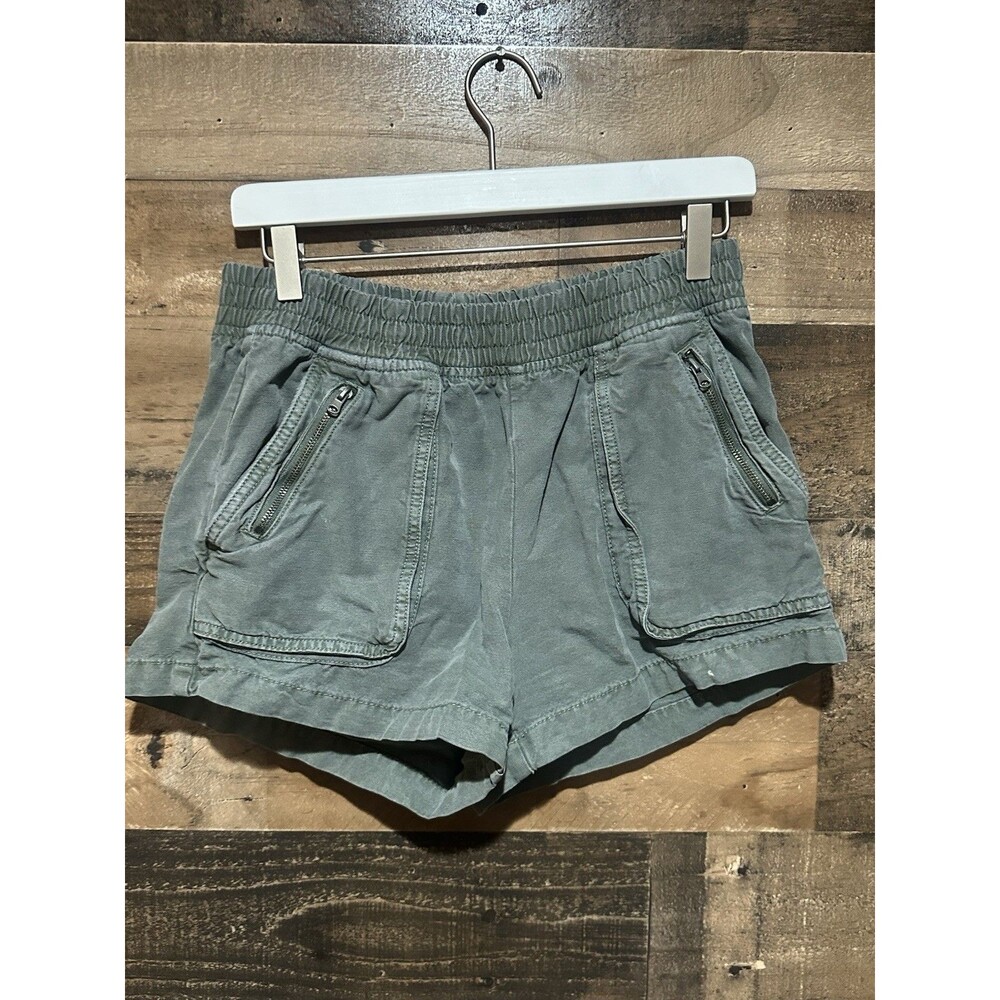 AERIE Women's S Elastic Pull On Shorts Pockets Casual Lightweight Olive Green